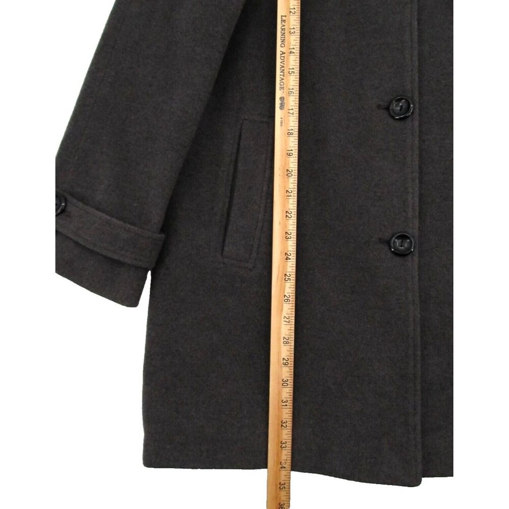 Vintage Jones New York Overcoat Womens Sz 12 Charcoal Gray Wool Lined Button Up - Picture 11 of 16